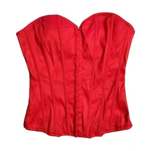 Lydia U.S.A. Bustier Corset Top Women's Size Large Red Hook & Eye Stretch - Picture 1 of 13