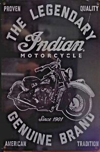 INDIAN MOTORCYCLES Rustic Metal Sign Vintage Tin Shed Garage Bar Man Cave Plaque