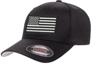 Tactical USA American Patriotic Flag Flexfit 6277 Baseball Fitted Hat Cap - Picture 1 of 26