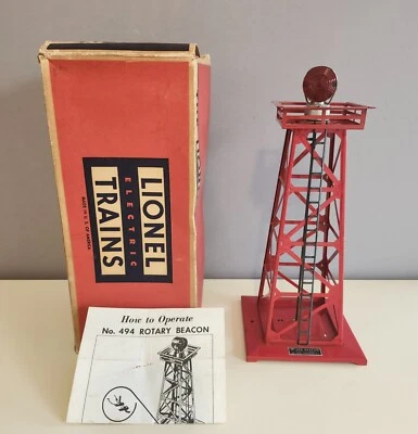 LIONEL Postwar No 494 Rotating Beacon Red w/Original Box Tested! Works! - Image 1 of 4