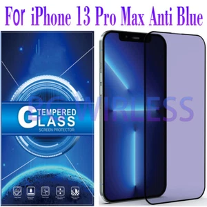 For iPhone 13 Pro Max Anti-Blue Light Tempered Glass Screen Protector COVER - Picture 1 of 11