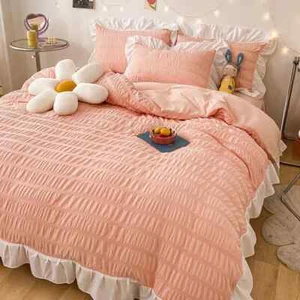 Princess Style Seersucker Lace Duvet Cover Set Washable Cotton Excluding quilts - Picture 1 of 23
