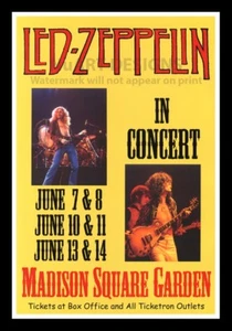 Framed Vintage Style Rock 'n' Roll Poster "LED ZEPPLIN - IN CONCERT, MSG"; 12x18 - Picture 1 of 1