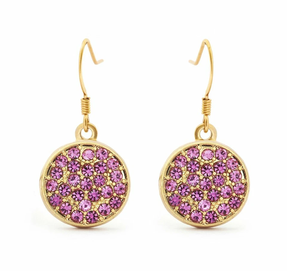 Brincos de gota de cristal turmalina rosa crisálida folheados a ouro rosa 18K  - Imagem 1 de 1