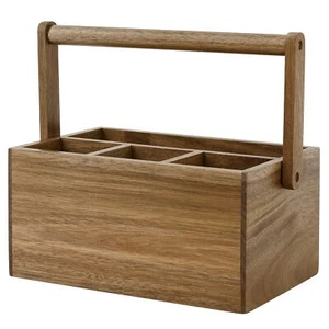 Acacia Silverware Caddy With Handle Wooden Utensil Holder Mulippose Organizer Fo - Picture 1 of 12