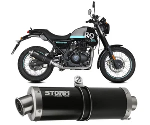Terminale di Scarico Oval Storm Black Inox Royal Enfield SCRAM 411 2022 > 2023 - Imagen 1 de 5