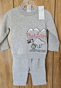 BABY BOYS 2 PC. GRAY SWEATSUIT JOGGING SET SIZE 12 MO SOFT WARM COTTON NEW - Picture 1 of 6