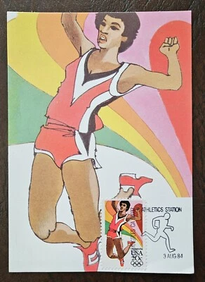 USA Los Angeles CA Olympics 1984 Woman's Long Jump 1st Day With 20 Cent Postage - Image 1 of 2