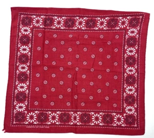 Fast Color Tuside Bandana Floral Red Blue White 18.5" x 17" Vintage Hankerchief - Picture 1 of 7
