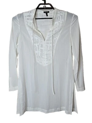 Escada Size 34 Women's Off White Tunic Embroidered Dress Size Small t74 - Image 1 of 4