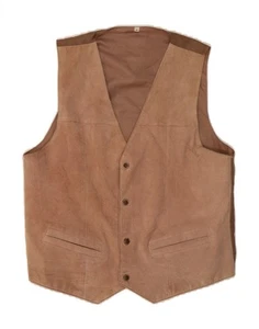 C&A Mens Suede Waistcoat Medium Brown Leather AR04 - Picture 1 of 4