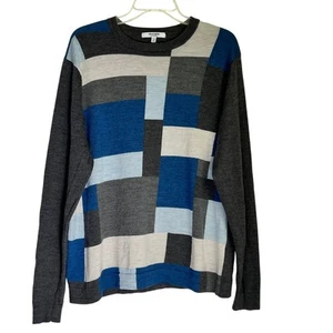 Murano Merino Wool Long Sleeve Pullover Sweater Men's Size XL Gray/Blue/Beige - Picture 1 of 6