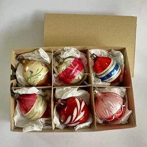 6 Vintage Quecksilber Glaskugeln gemischt Träne klein Weihnachtsschmuck - Bild 1 von 13