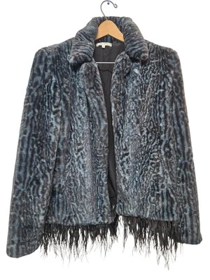 Chaqueta WILLOW & CLAY Anthropologie para mujer pequeña piel sintética avestruz estampado animal Foto 1 de 4