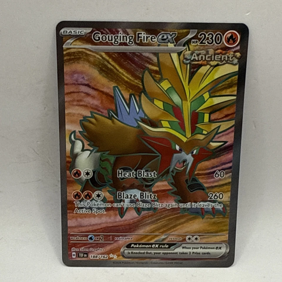 Gouging Fire ex 188/162 Sv05: Temporal Forces Holo Pokémon Card MP - Image 1 of 2
