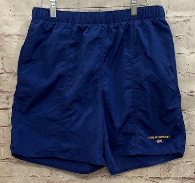 Винтажные мужские плавки Polo Sport Ralph Lauren большие синие шорты с нейлоновой подкладкой - Изображение 1 из 4
