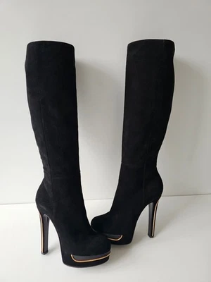 Botas de gamuza negras plataforma tacón alto Gianmarco Lorenzi 39 Foto 1 de 4