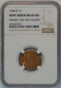 1968 D Lincoln Small Cent MINT ERROR MS 65 RD NGC 1C US COIN PENNY - Picture 1 of 5