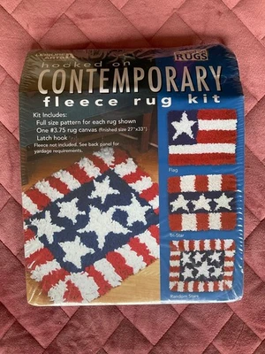 Kit de alfombra polar contemporánea enganchada a artes de ocio bandera patriótica Foto 1 de 2
