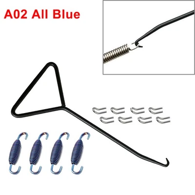 Exhaust Pipe Muffler Mounting Springs Hooks Set Link A02 All Blue Motorcycle - Image 1 of 4
