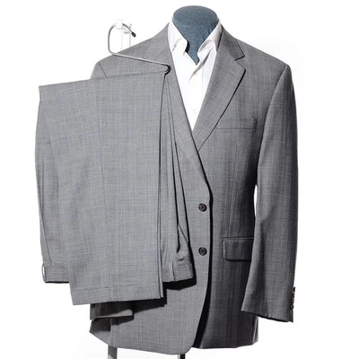 44R Lauren Ralph Lauren Gray Glen Plaid Wool 2-Piece Suit 38x31 Trousers Jacket - Image 1 of 4