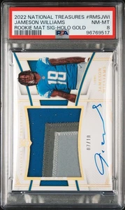 Jameson Williams 2022 National Treasures Gold Rookie Jersey Autograph /10 PSA 8 - Bild 1 von 2