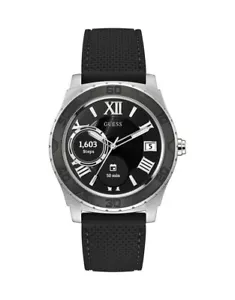 Smartwatch Mens GUESS CONNECT C1001G1 Silicone Black Touch NEW - Picture 1 of 3