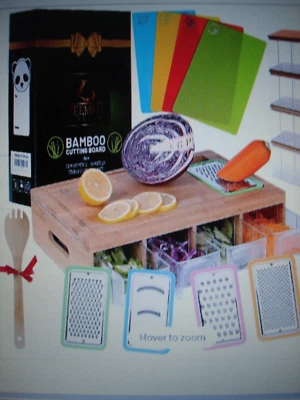 NOVO/SELADO Zeembu Cozinhas Tábua de Corte de Bambu com Recipientes e Tapetes - Imagem 1 de 4