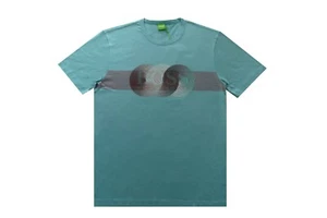 Hugo Boss turquoise green blue regular fit 3d logo circles jean t-shirt M XL XXL - Picture 1 of 12