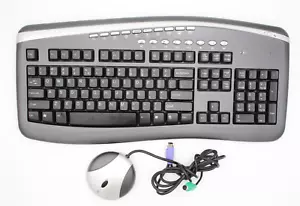 WIRELESS KEYBOARD MULTIMEDIA BLACK QWERTY PS/2 CORDLESS with PS2 Receiver - Picture 1 of 2
