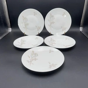 5 Rosenthal Germany Desert Rose Dinner Plate 9 3/4" White, Brown & Gold Roses - Picture 1 of 12