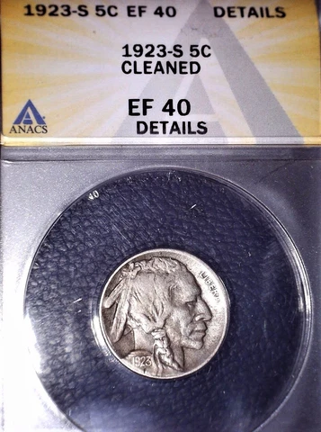 1923-S Buffalo Nickel, ANACS EF40, Tough, Tough Date, has been cleaned Cover
