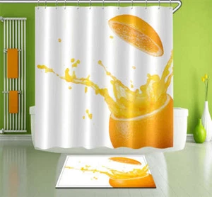 Orange Water Waterproof Bathroom Polyester Shower Curtain Liner Water Resistant - Imagen 1 de 6