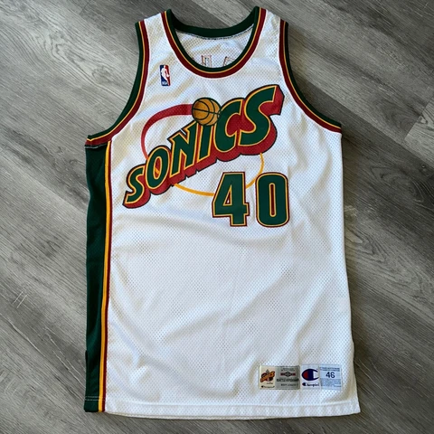 Team Issue 1995-96 Seattle Sonics Jersey 46 +4 Champion Authentic Pro Game Cut Cover