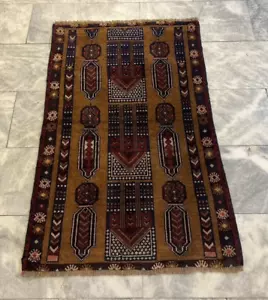 Vintage Handmade Afghan Rug Antique Tribal Baluchi Kilim Wool Rug 122 x 77 cm - Picture 1 of 11