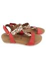 Tamaris Damen Sandalen Rot Gold Flechtakzente Größe 38