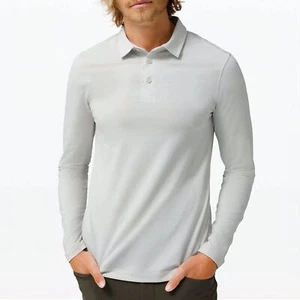 Lululemon | Evolution Long Sleeve Golf Polo Heathered Vapor Striped Mens XXL - Imagen 1 de 10