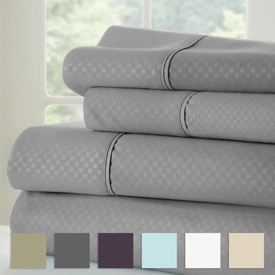 Juego de 4 sábanas grises So Soft Collection by Kaycie de fácil cuidado + ¡bolsillos profundos! Foto 1 de 4