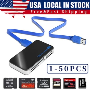 USB 3.0 Memory Card Reader Adapter 5GBPS Fit CF/TF/SD/Micro SD/XD/M2/MS Card LOT - Picture 1 of 12