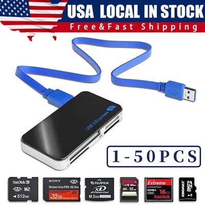 USB 3.0 Memory Card Reader Adapter 5GBPS Fit CF/TF/SD/Micro SD/XD/M2/MS Card LOT - Image 1 of 4