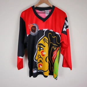 vtg Chicago Blackhawks Jersey 90s Nike Street NHL Hockey Men's Large 21x28 - Picture 1 of 10