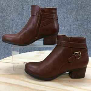 Soul Naturalizer Boots Womens 8 M Carrie Ankle Booties Brown Faux Leather Zip - Picture 1 of 16