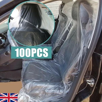 100pcs Disposable Plastic Car Seat Covers Vehicle Cover Valet Roll Protective UK - Image 1 of 4