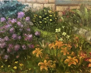 Flowers At The MSU Garden In Grand Rapids - Original Oil Painting - Picture 1 of 1