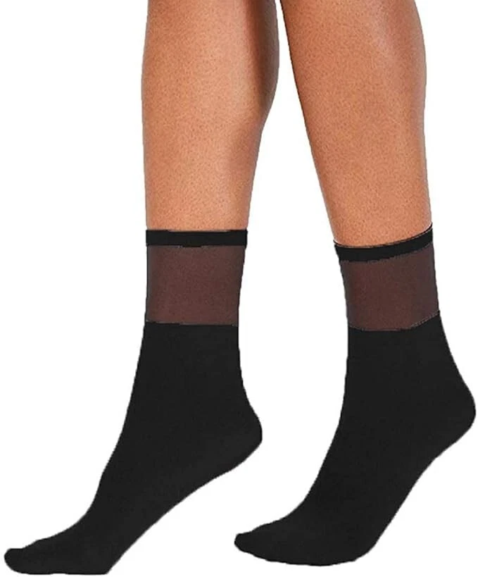 INC International Concepts Women’s Sheer Mesh Ankle Socks Black One Size Elegant - Image 1 of 1