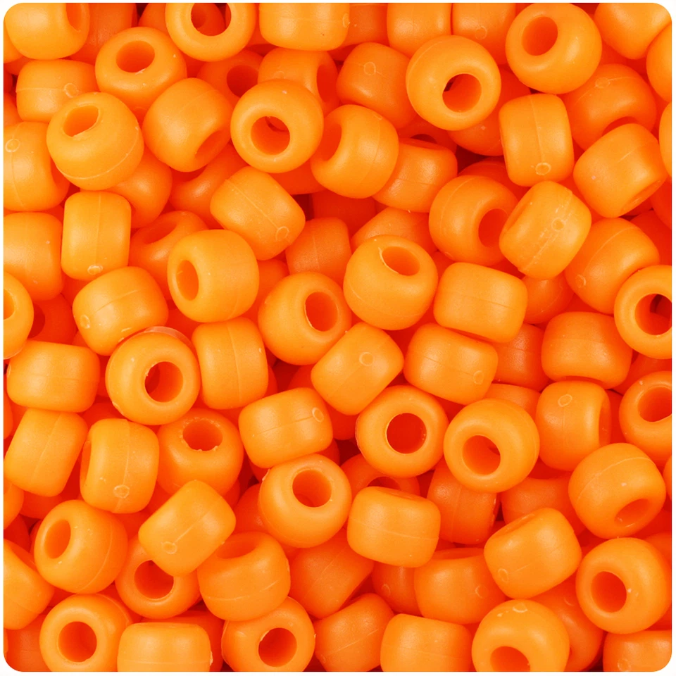 BeadTin Orange Matte 9mm Barrel Pony Beads (500pcs) - Image 1 of 1