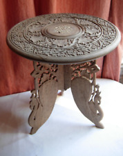 Vintage small wooden round Indian occasional table
