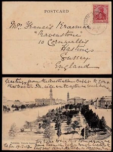 1903 AUSTRALIAN GERMAN SEAPOST cancel on ADELAIDE Victoria Square POSTCARD to UK - Picture 1 of 1