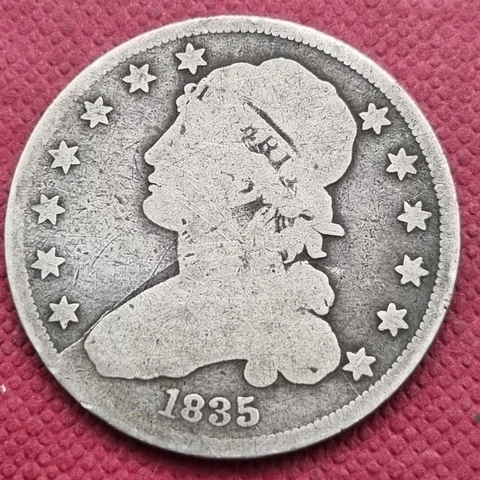 1835 Capped Bust Quarter 25c Circulated #55793 Cover