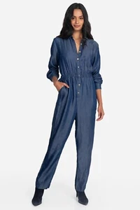 JOHNNY WAS Halley tuta denim blu ricamata stella taglia small ($310) western - Foto 1 di 8